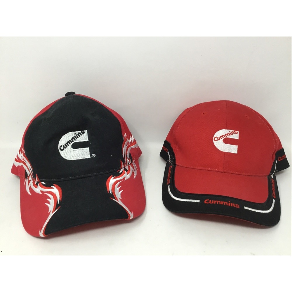Cummins Hat Lot Of 2 Hats Red Black Baseball Cap Adjustable Cotton Power Gear